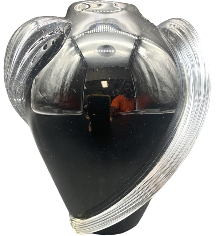 ART DECO STYLE VASE HAND BLOWN BLACK GLASS (1 of 3)