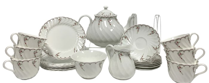 VINTAGE WEDGWOOD "PINK GARLAND " TEA SET