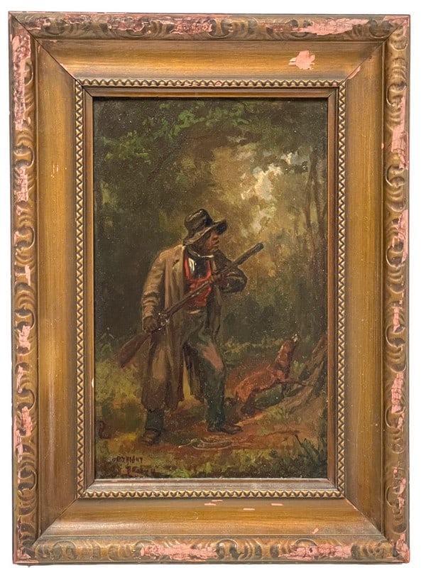 J.G. BROWN ANTIQUE OIL PAINTING OF HUNTER (1 of 7)