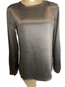 LANVIN 100% SILK DARK BROWN BLOUSE SIZE 36