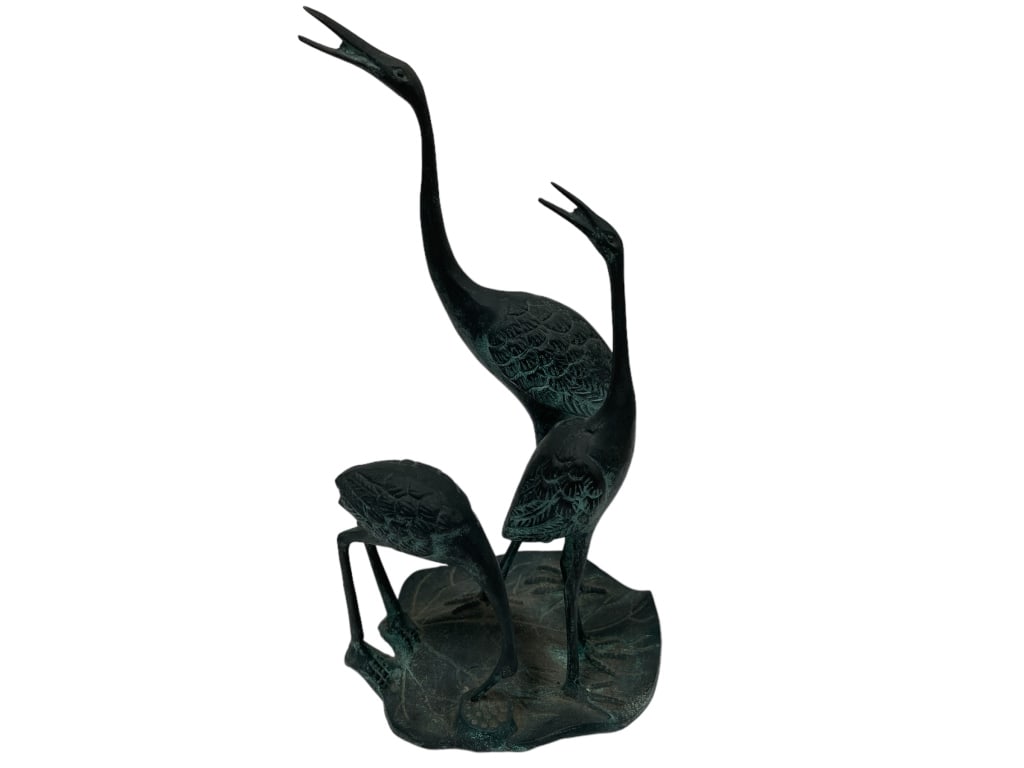 MID CENTURY BRASS CRANE STATUE 10" (1 of 5)