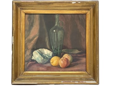 ANTIQUE 1895 STILL LIFE  SIGNED N. BROWN 17"