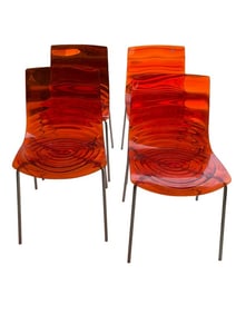 4 CALLIGARIS EAU TRANSPARENT DINING CHAIRS 32"