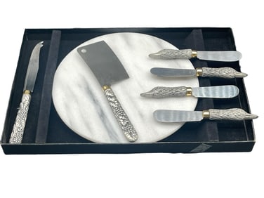 VINTAGE ARTHUR COURT DUCK SILVER CHHESE PLATE SET