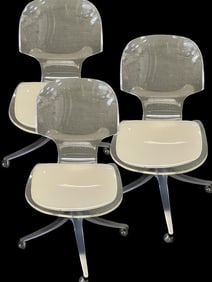 SET OF 3 MID MOD LUCITE CHAIRS