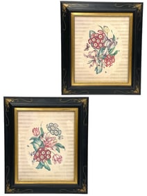 PAIR OF DECORATIVE SILK PAINTING PRINTS 30.5"