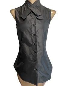 MOSCHINO BLACK100% SILK SLEEVELESS BLOUSE SZ 36