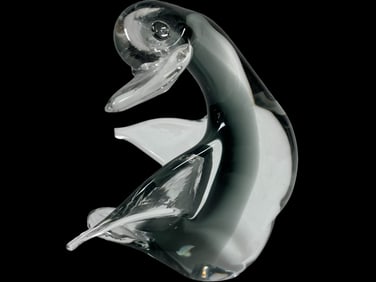 CLEAR GLASS CRYSTAL DUCK PAPERWEIGHT