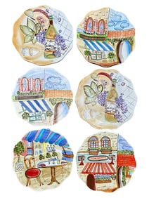 LOT OF A LA CARTE AMBIANCE PARISIAN CAFE PLATE SET