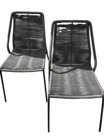 PAIR OF STACKABLE STEEL GRAY ROPE CHAIRS 35"