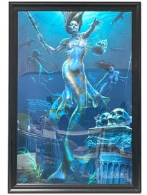 TOM WOODS MERMAID HUNT WALL ART PRINT 39"