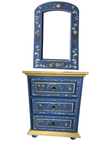 VINTAGE FRENCH COUNTRY DRESSER AND MIRROR SET