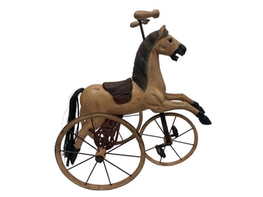 VINTAGE WOODEN HORSE TRICYCLE
