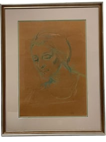 VINTAGE PORTRAIT DRAWING OF A WOMAN 28.5"