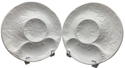 VTG DIVIDED ARTICHOKE PLATES 9" WHITE