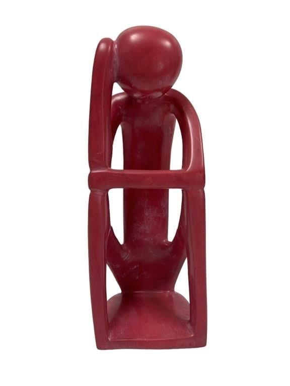 THINKING MAN" CARVED SOAPSTONE STATUE (1 of 6)