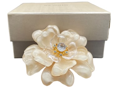 ST.JOHN LUCITE CRYSTAL ROSE DESIGNER BROOCH