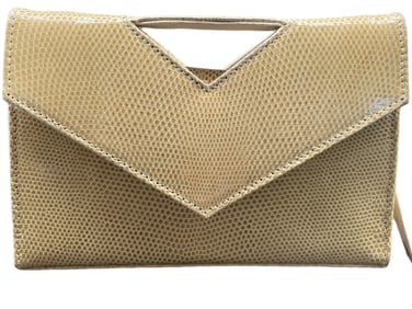 BEIGE LIZARD LEATHER CLUTCH BAG