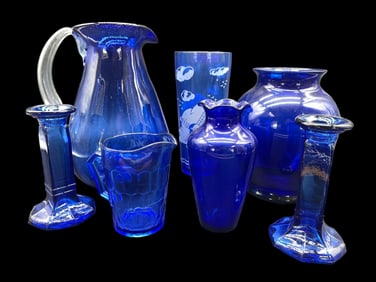 VINTAGE LOT OF COBALT GLASSWARE