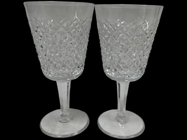 PAIR  WATERFORD CRYSTAL WINE/WATER GLASSES