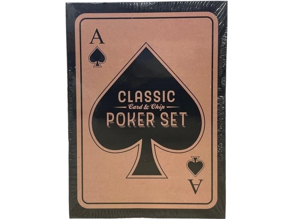 NEW CLASSIC CARD & CHIPS POKER SET (1 of 4)