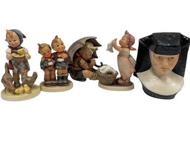 LOT OF 5 W.GOEBEL ANTIQUE HUMMEL FIGURINES