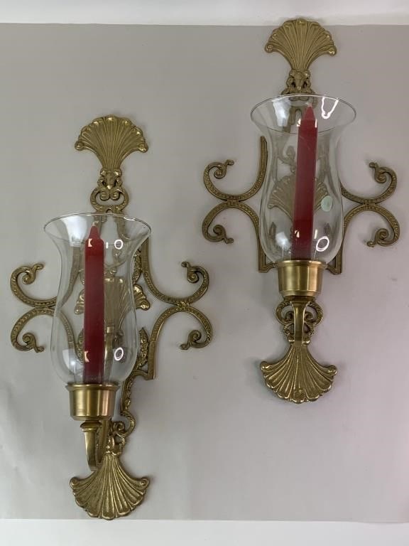 FRENCH VICTORIAN STYLE HURRICANE WALL SCONCES (1 of 8)
