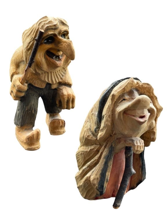 NORWAY TROLL FIGURINES CARVED WOODEN FIGURINES (1 of 8)