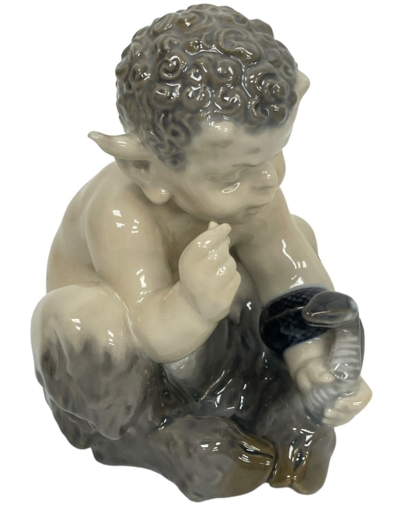 ROYAL COPENHAGEN DENMARK PORCELAIN FAUN W/ SNAKE (1 of 4)