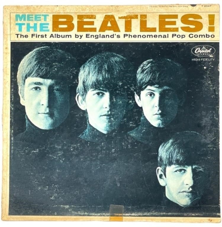 1964 BEATLES ALBUM "MEET THE BEATLES" RECORD: VINTAGE 1964 BEATLES ALBUM "MEET THE BEATLES" MONO WITH INSERT | COLLECTIBLE BEATLES MANIA MUSIC MEMORABILIA -CONDITION CONSISTENT WITH AGE AND USE WEAR -MA070524