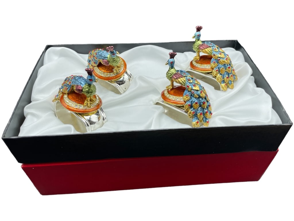 HANS TURNWALD PEACOCK SILVER PLATED NAPKIN RINGS (1 of 6)