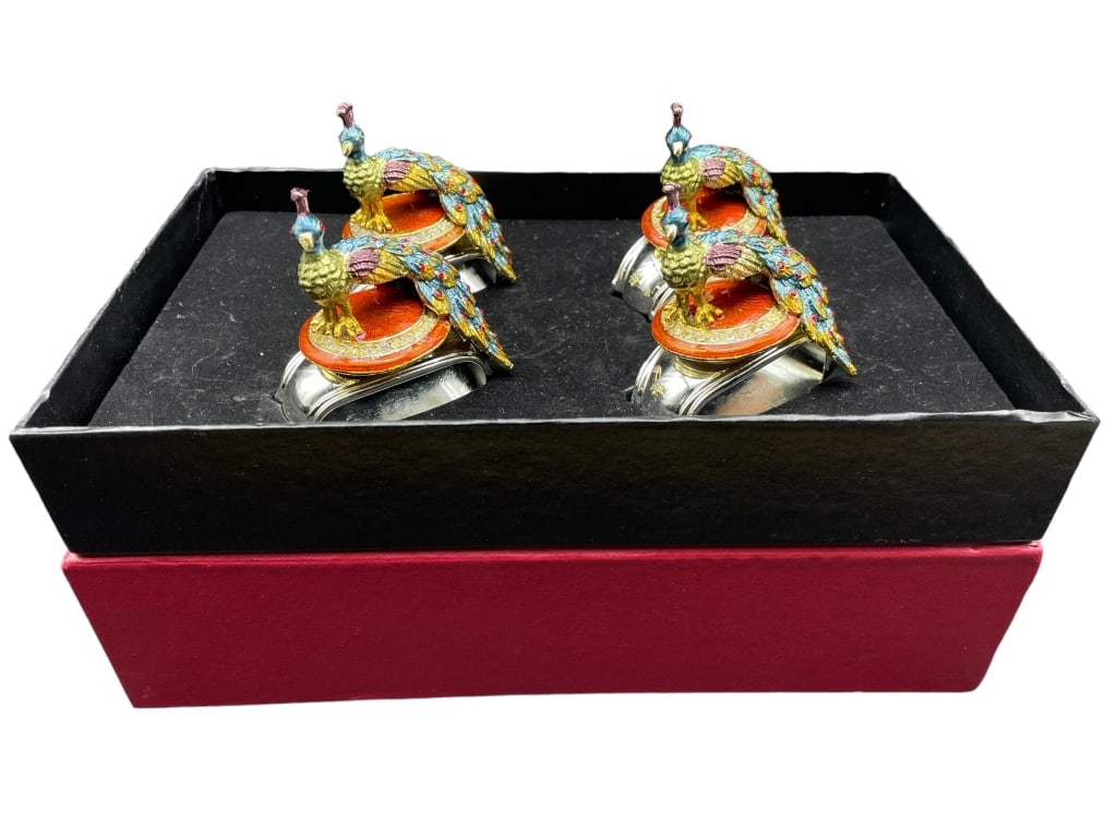 HANS TURNWALD PEACOCK SILVER PLATED NAPKIN RINGS (1 of 5)