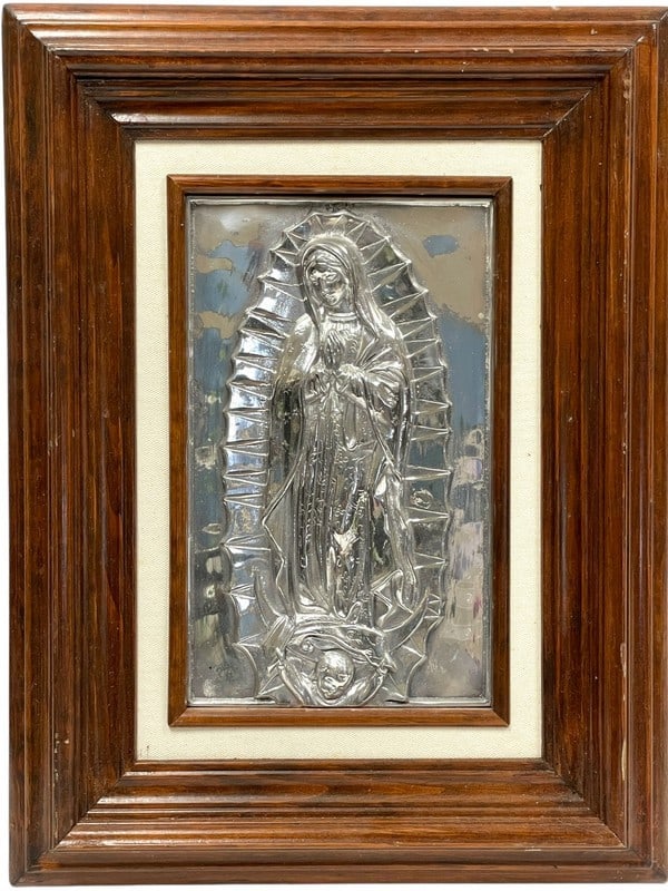 VIRGIN DE GUADALUPE SILVER RELIEF WALL PLAQUE 24" (1 of 3)