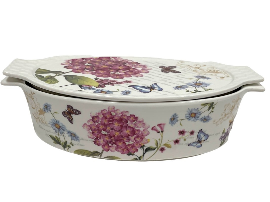 GRACE PANTRY HYDRANGEA LIDDED BAKING DISH 12" (1 of 5)