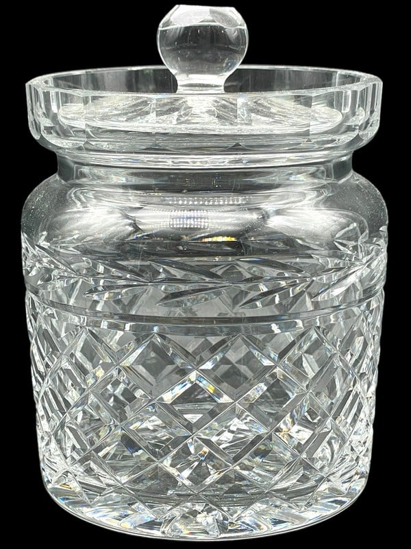 WATERFORD STYLE CRYSTAL GLASS BISCUIT JAR 6" (1 of 7)