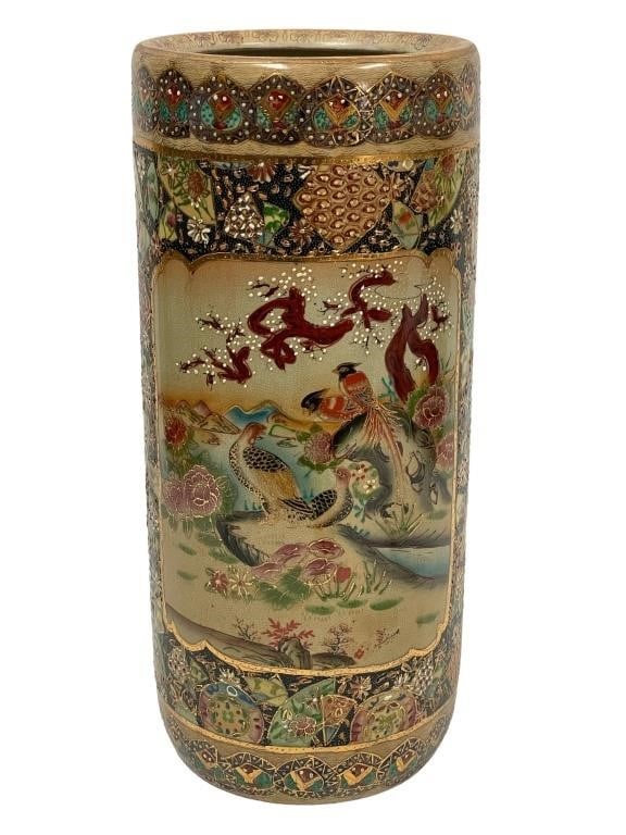 VINTAGE ROYAL SATSUMA CERAMIC UMBRELLA STAND 18" (1 of 6)