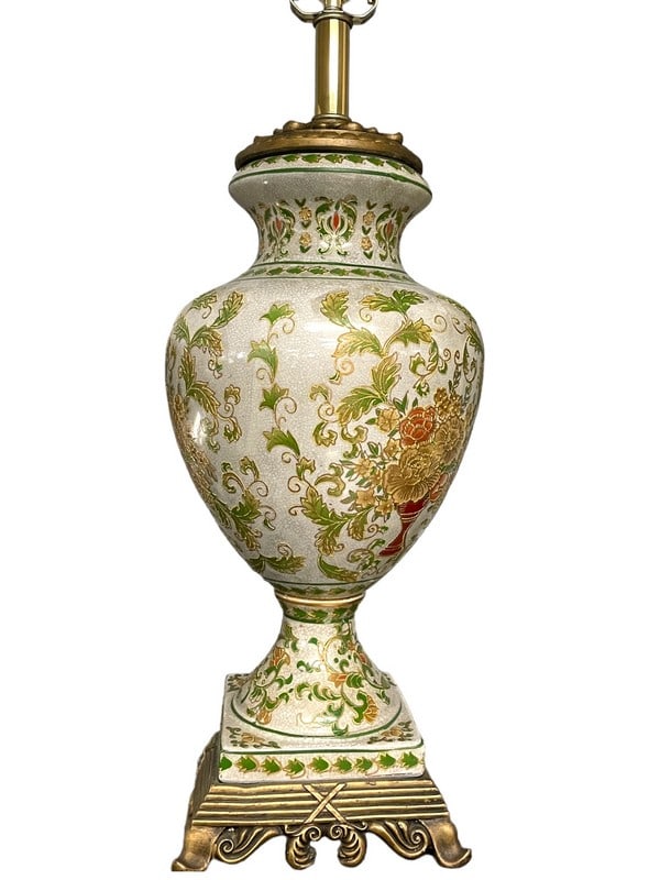 MAITLAND SMITH STYLE GREEN & WHITE URN TABLE LAMP (1 of 2)