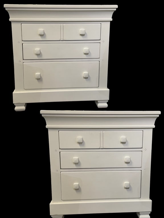 PAIR OF COASTAL WHITE NIGHTSTAND DRESSERS (1 of 4)
