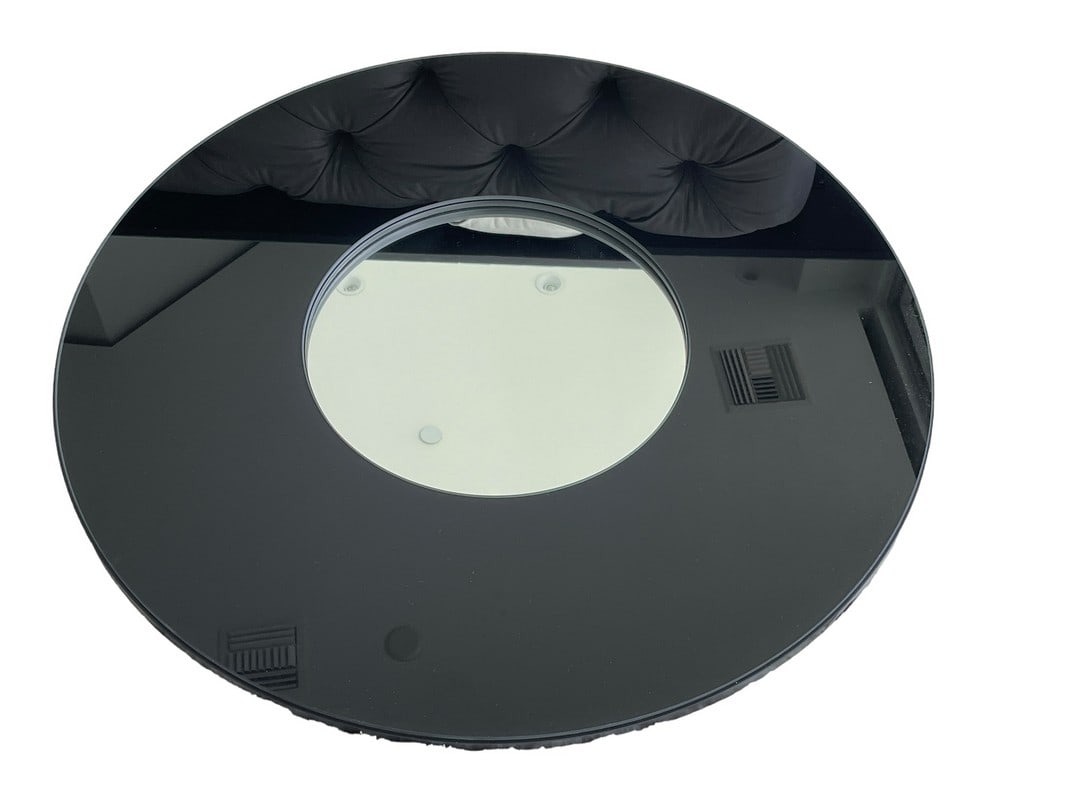 LARGE BLACK GLASS CIRCULAR MIRROR 36" (1 of 7)