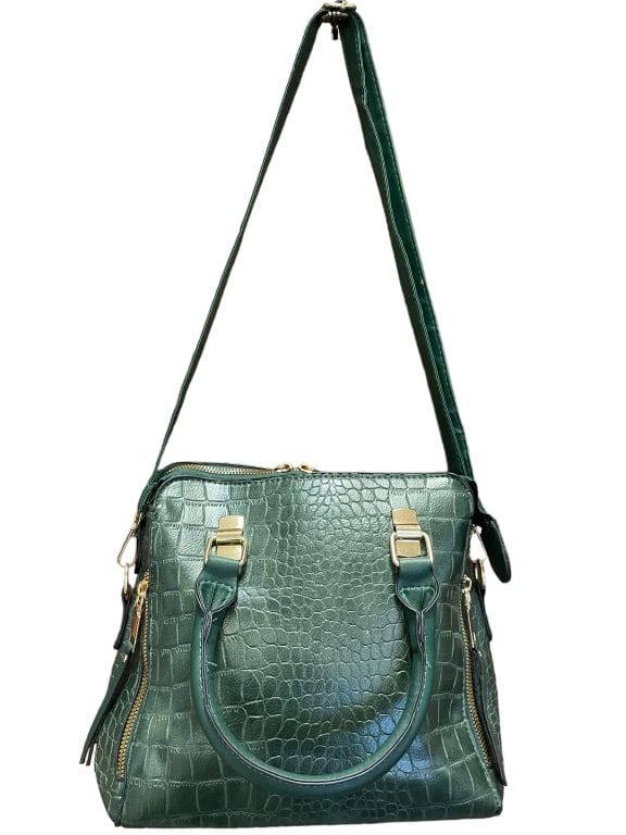 DARK GREEN ALLIGATOR HAND BAG (1 of 6)