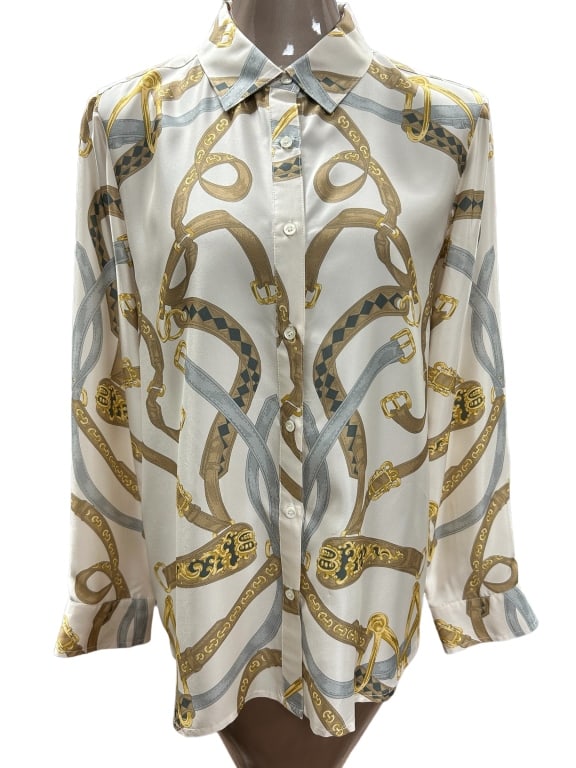 J. MCLAUGHLIN CHANEL INSPIRED SILK BLOUSE SZ L (1 of 5)