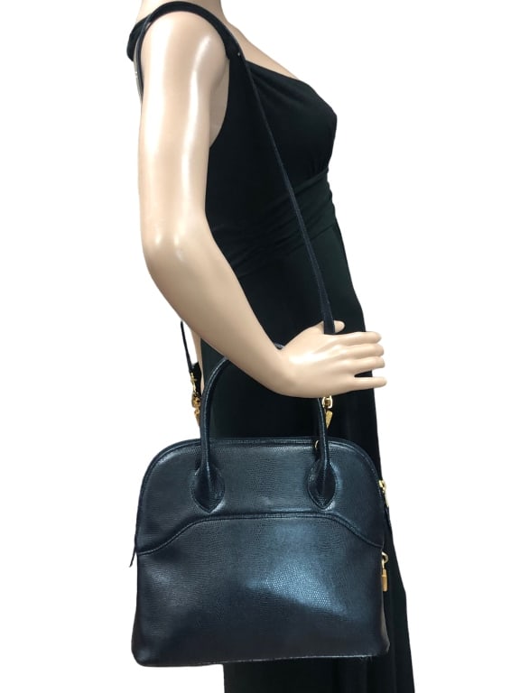 NWT LALO "ART1708" BLACK ITALIAN LEATHER HANDBAG (1 of 7)