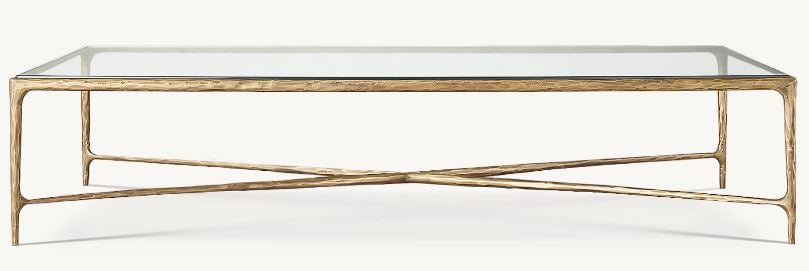 RH THADDEUS GLASS COFFEE TABLE 44" (1 of 2)