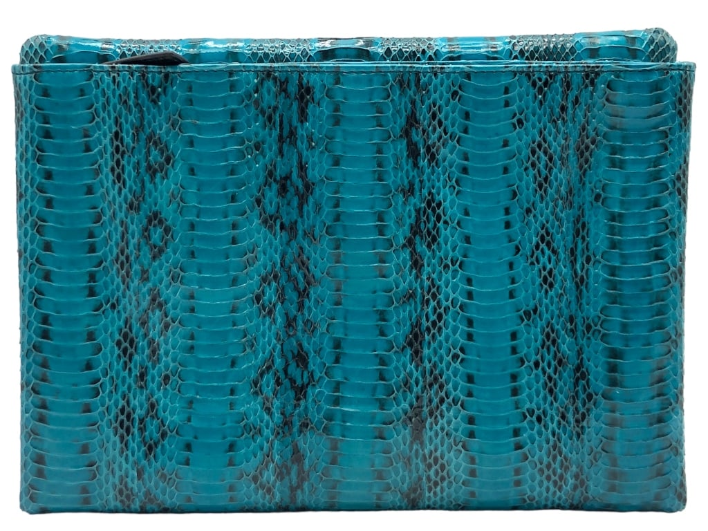 NWT CELESTE BLUE PYTHON LARGE CLUTCH $950 (1 of 8)