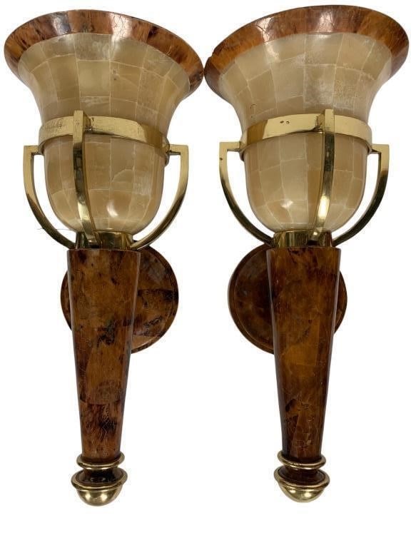 PAIR OF MAITLAND SMITH STYLE COCONUT SHELL SCONCES (1 of 7)