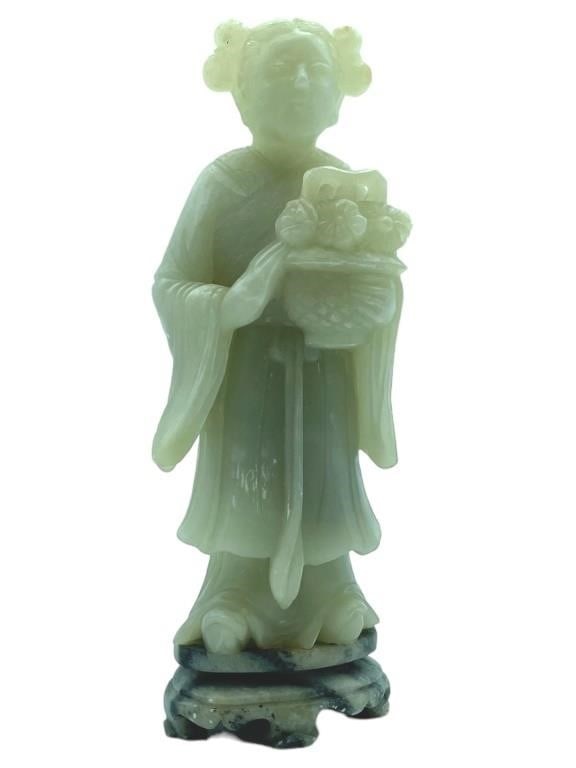 VINTAGE HARDSTONE CHINESE STONE CARVING 8": VINTAGE HARDSTONE CHINESE STONE CARVING -8" HEIGHT APPROX -VERY GOOD PRE OWNED CONDITION -DP32924STCAB