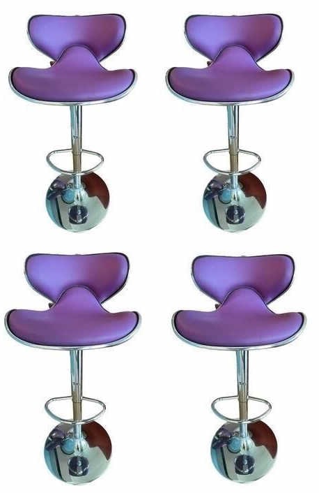 4 CONTEMPORARY PURPLE LEATHER BAR STOOLS (1 of 5)