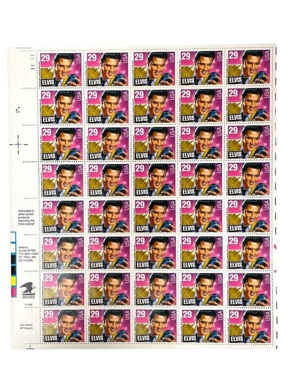 ELVIS PRESLEY FULL SHEET USPS UNUSED STAMPS (1 of 3)