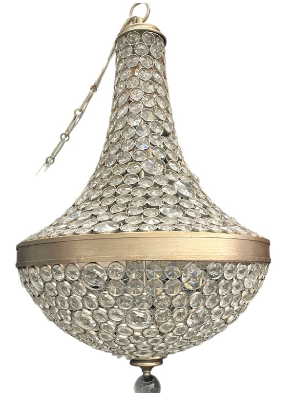LARGE CRYSTAL GLASS BASKET PENDANT CHANDELIER 40" (1 of 5)