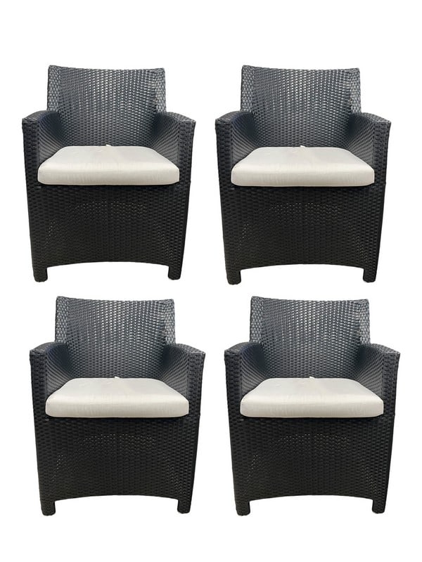 4 KANNOA OUTDOOR POLY RATTAN CHAIRS W CUSHIONS (1 of 6)